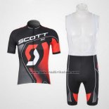 2012 Fahrradbekleidung Scott Grau und Rot Trikot Kurzarm und Tragerhose